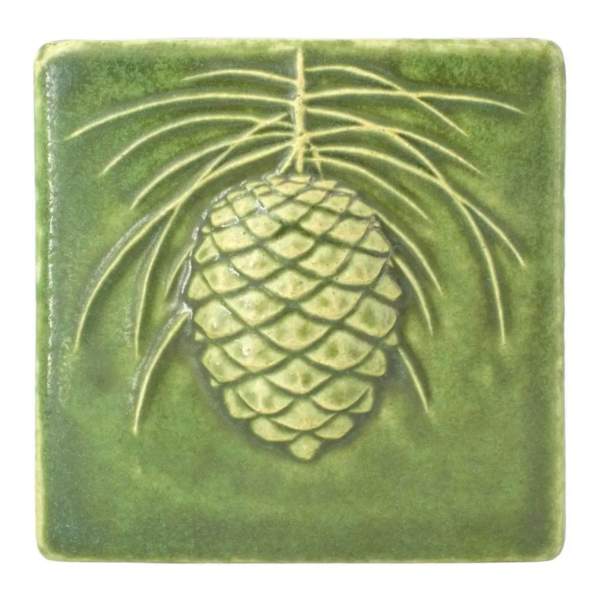 6X6 Pinecone Pewabic Tile - Leaf 1