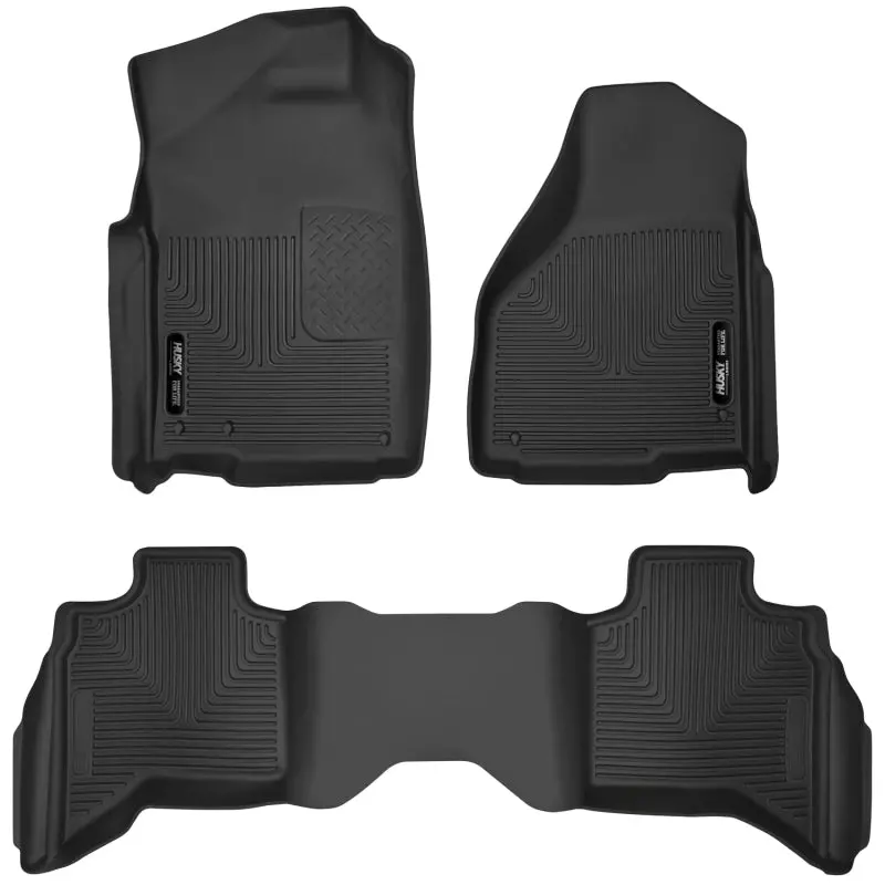 2010-2018 Ram 1500 Quad Cab Husky X-Act Contour Front & Rear Floor Liners - Black 1