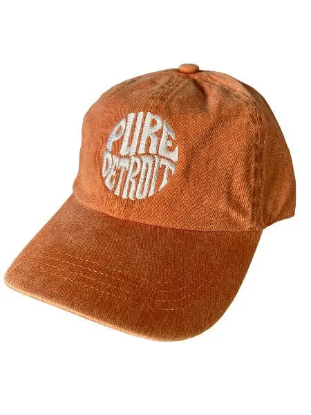 Pure Detroit Retro Adjustable Hat / White + Pumpkin 1