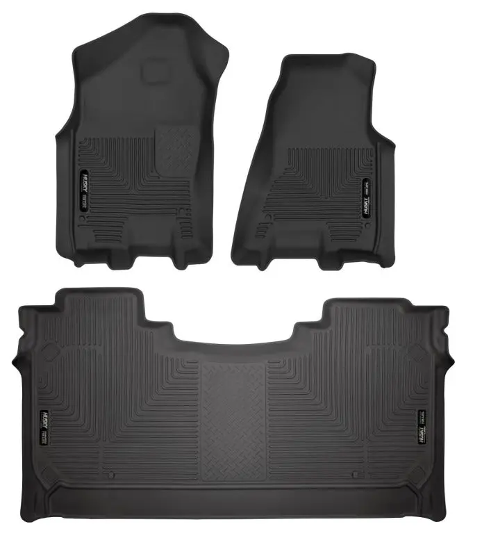 2019-2024 Ram 1500 Crew Cab Husky Weatherbeater Front & Rear Floor Liners - Black 1