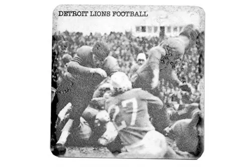 B&W Vintage Detroit Lions Tackle Porcelain Tile Coaster 1