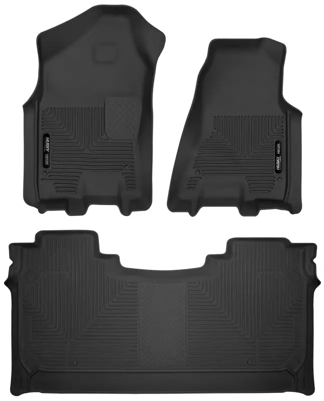 2019-2024 Ram 1500 Crew Cab Husky X-Act Contour Front & Rear Floor Liners - Black 1