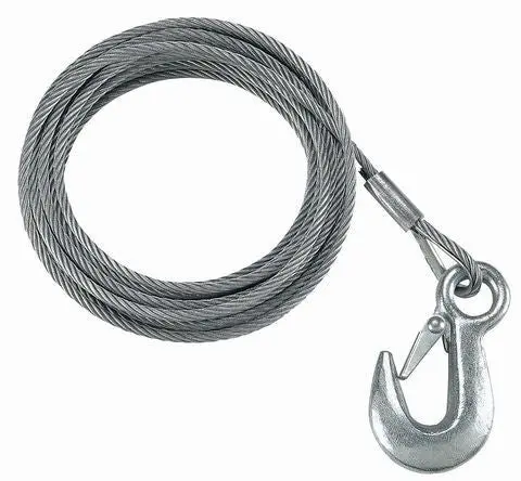 Fulton 3/16" X 25' Galvanized Trailer Winch Cable & Hook #Wc325 0100 1