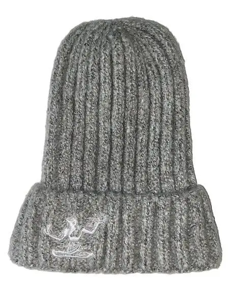 Spirit Of Detroit Ribbed Knit Beanie/ White + Heather Gray 1
