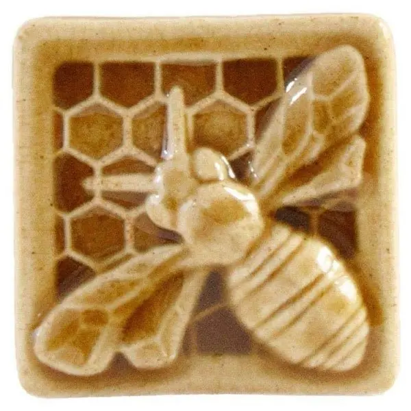 3X3 Honeybee Pewabic Tile - Honey Gloss 1
