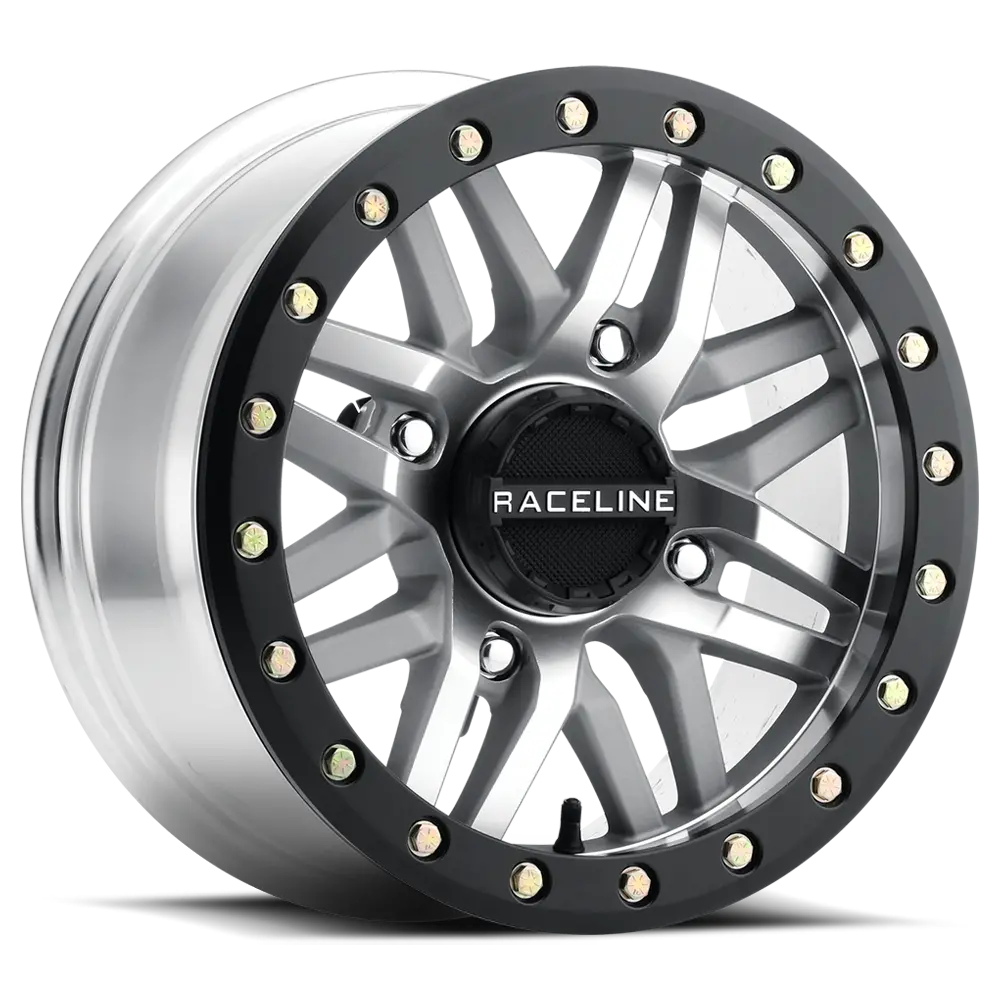 Raceline Ryno 15X7 4X156 +10Mm Black Machined W/ Black Ring Beadlock 1