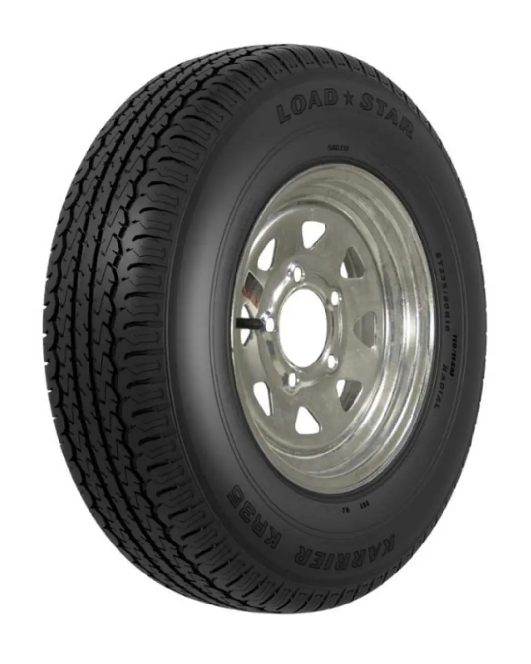 Kenda Kr35 St205/75R14 6-Ply Trailer Tire On 14X6 5-4.5 Galvanized Spoke Wheel 1