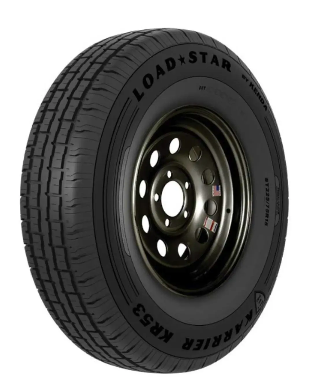Kenda Kr53 St205/75R15 8-Ply Trailer Tire On 15X5 5-4.5 Black Modular Wheel 1