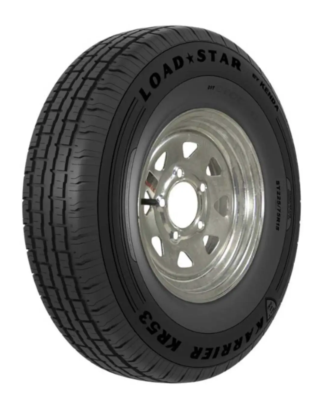 Kenda Kr53 St175/80R13 6-Ply Trailer Tire On 13X4.5 5-4.5 Galvanized Spoke Wheel 1