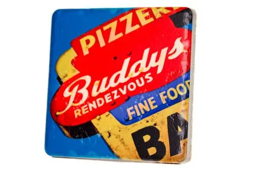 Buddy's Pizzeria Porcelain Tile Coaster 1