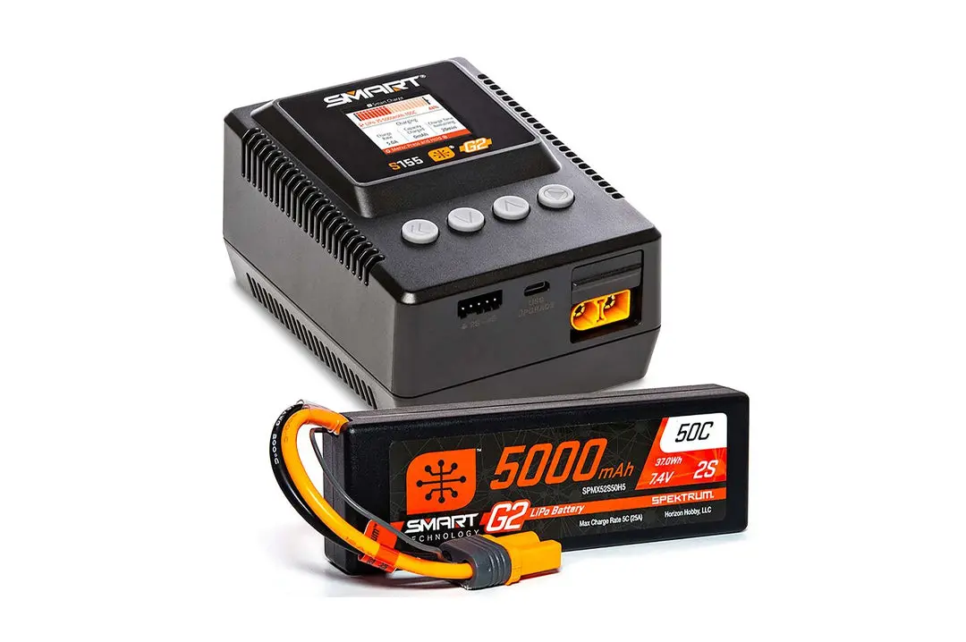 Horizon 2S G2 Lipo Ic5 Battery + Charger Kit For Losi Baja Rey Heat Wave Truck 1