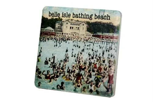 Vintage Belle Isle Bathing Beach Porcelain Tile Coaster 1