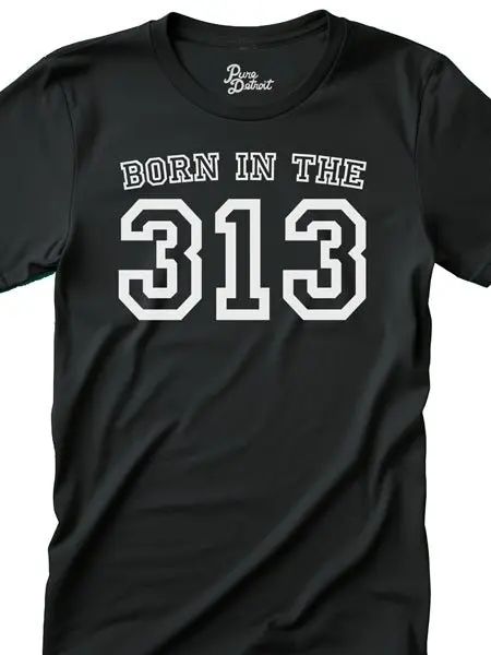 Born In The 313 Unisex T-Shirt - White / Black 1