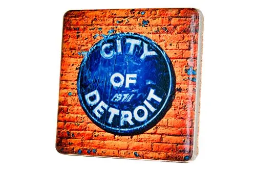 City Of Detroit Emblem Porcelain Tile Coaster 1