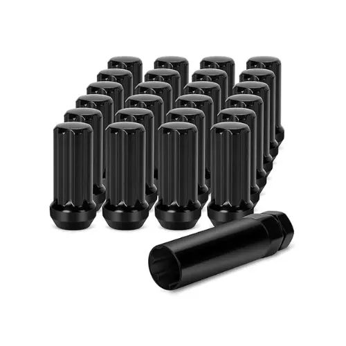 16 Pack M12x1.25 Black Spline Lug Nuts W Key 1