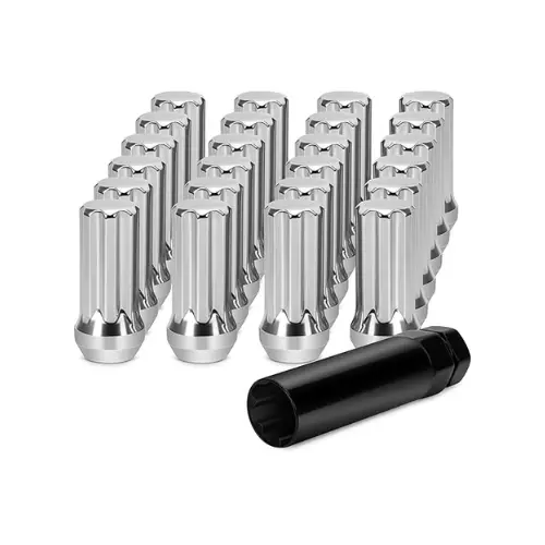 16 Pack M12x1.25 Chrome Spline Lug Nuts W Key 1