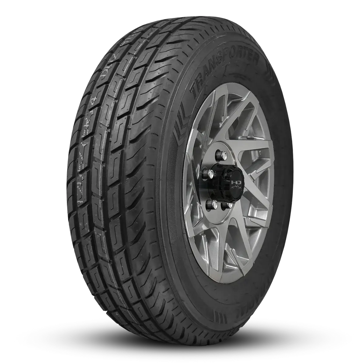 St235/80R16 10-Ply Trailer Tire On 16" 6-5.5 Gloss Silver Machined Face Canyon Wheel 1