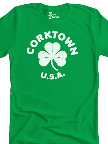 Corktown Usa Unisex T-Shirt - White / Irish Green 1
