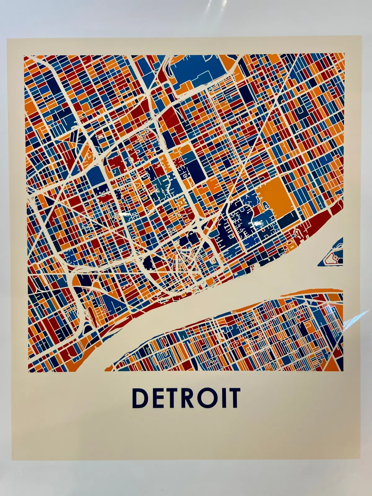 11" X 14" Detroit Colorblock Map 1