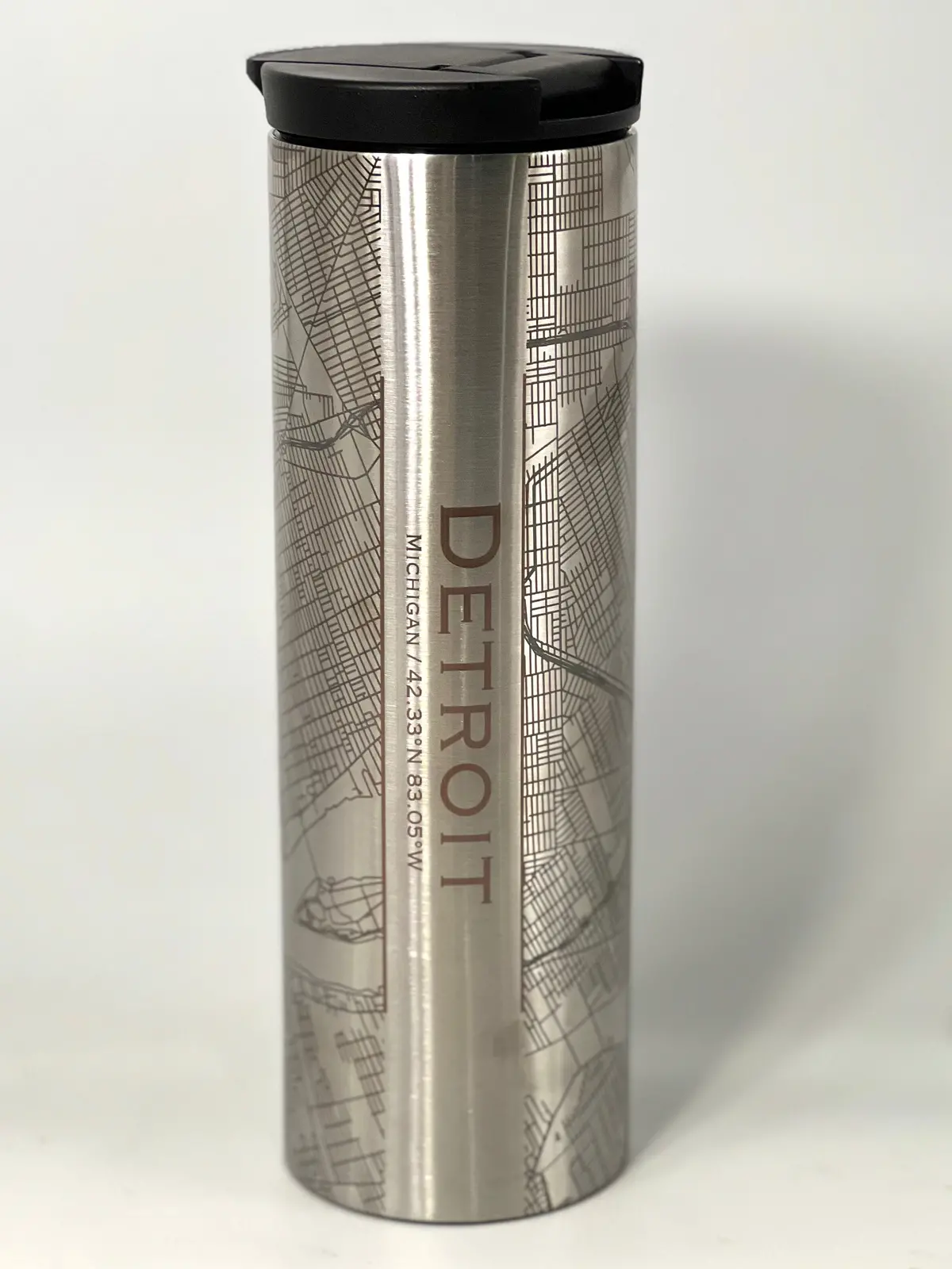 Map Of Detroit Coffee Tumbler / Silver 1