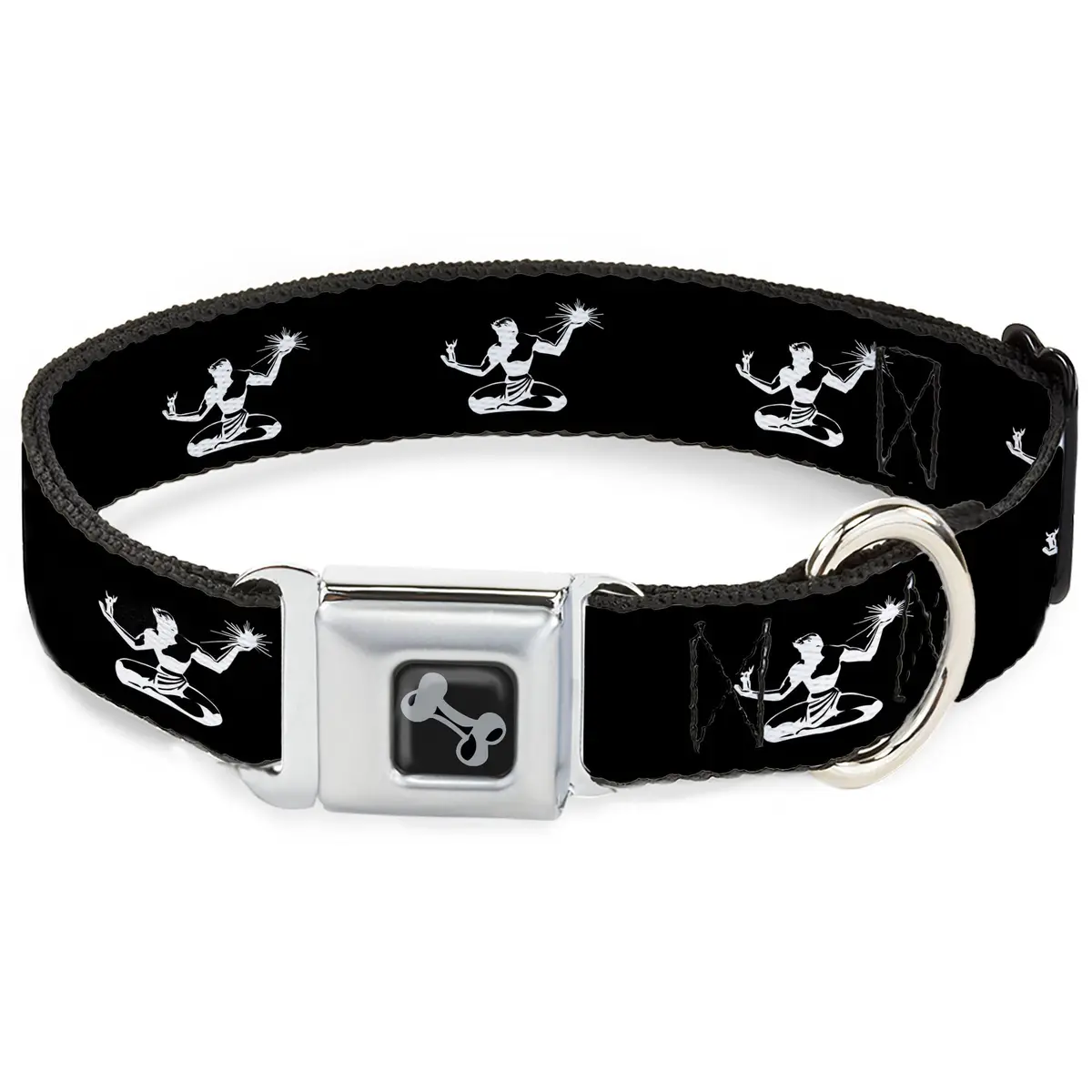 Spirit Of Detroit Seatbelt Dog Collar - Black / White Orange 1