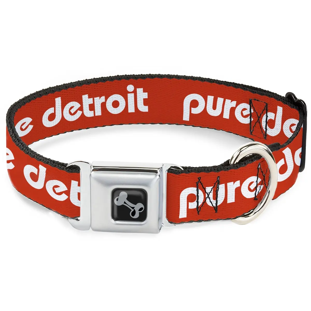 Pure Detroit Seatbelt Buckle Collar - Burnt Orange / White 1
