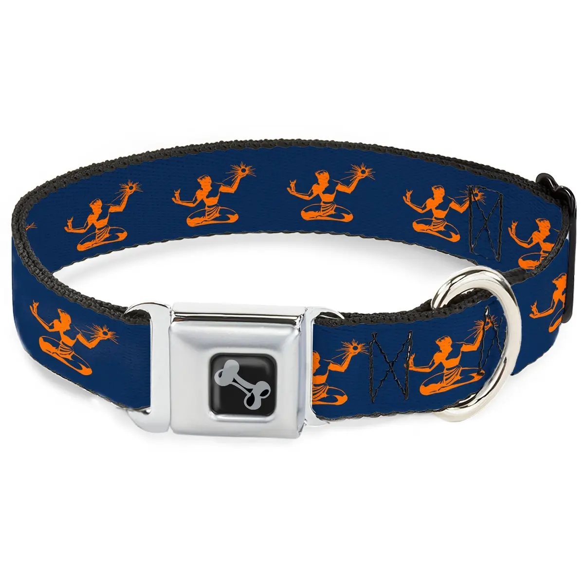 Spirit Of Detrit Seatbelt Buckle Dog Collar - Navy / Bright Orange 1