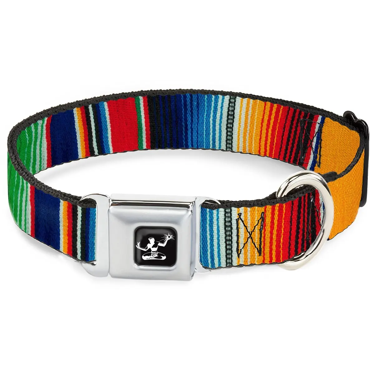 Spirit Of Detroit Logo Seatbelt Buckle Collar - Vertical Multi Color Stripe 1