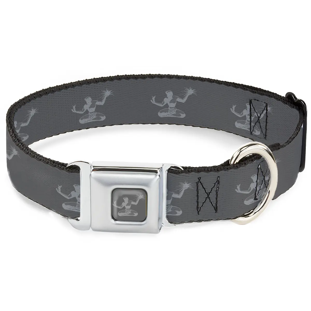 Spirit Of Detroit Seatbelt Buckle Dog Collar - Charcoal Gray / Silver 1