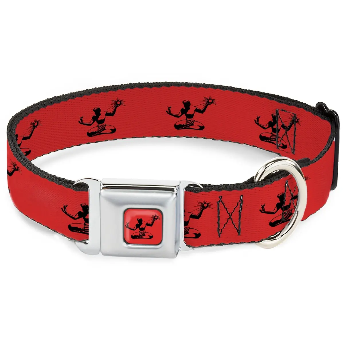 Spirit Of Detroit Seatbelt Buckle Dog Collar - Red / Black 1