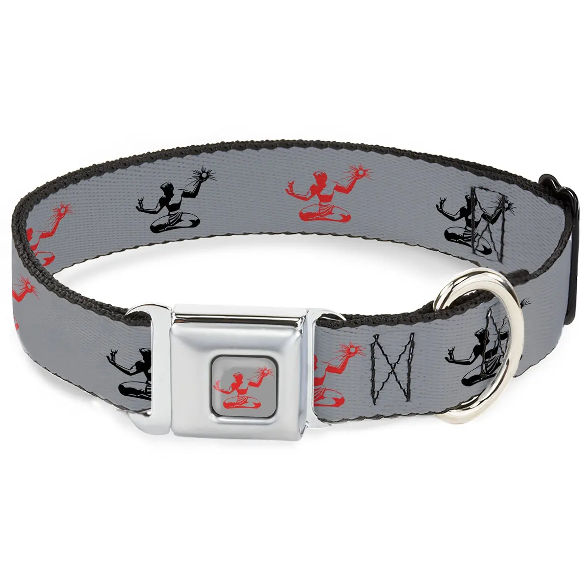 Spirit Of Detroit Seatbelt Buckle Dog Collar - Silver / Red / Black 1