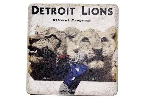 Vintage Detroit Lions Official Program Porcelain Tile Coaster 1