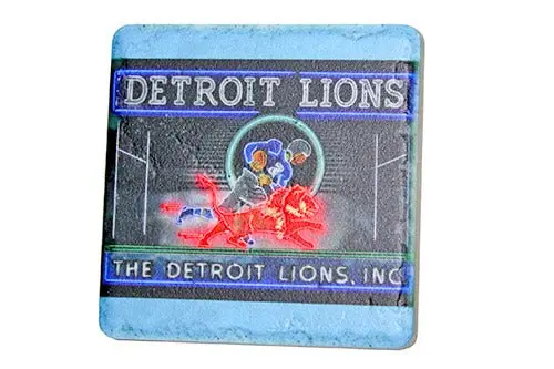 Vintage Detroit Lions Neon Porcelain Tile Coaster 1
