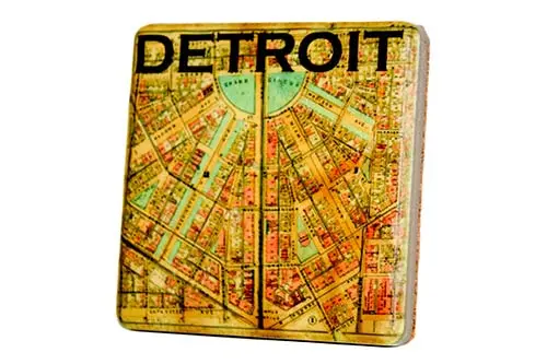 Vintage Detroit Street Map Porcelain Coaster 1