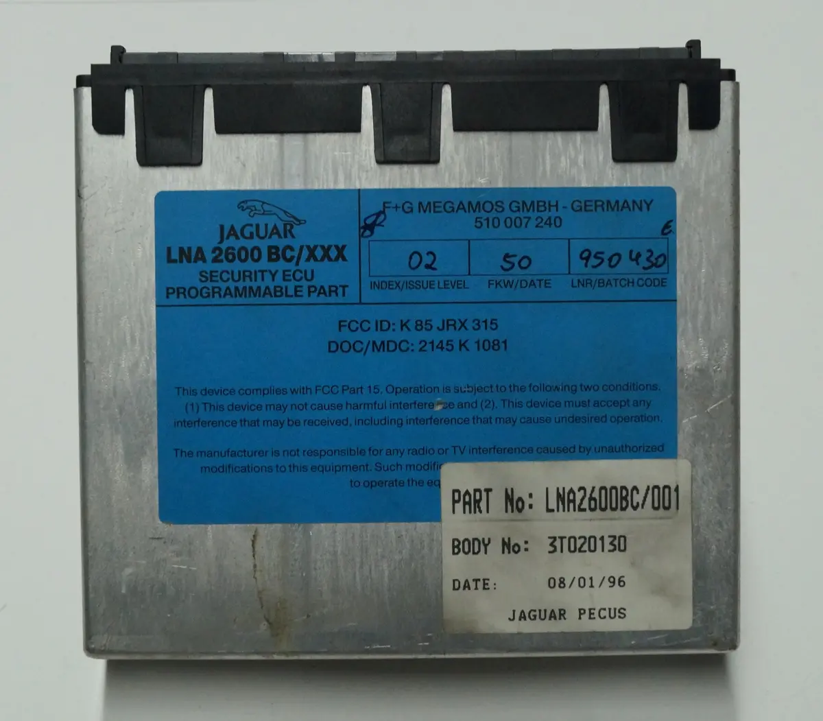 1995 - 1997 Jaguar Xj (X300) Security Ecu | Part # - Lna2600bc 1