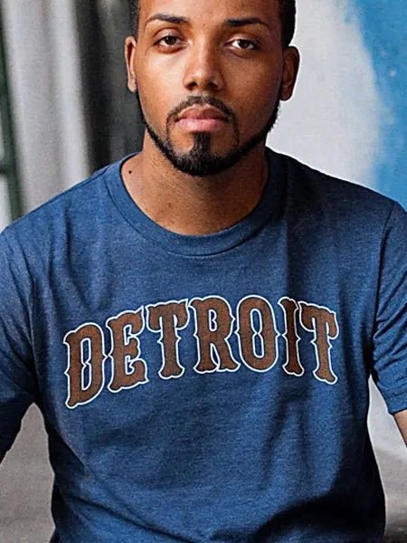 Detroit Vintage Unisex T-Shirt - Navy + Orange / White 1