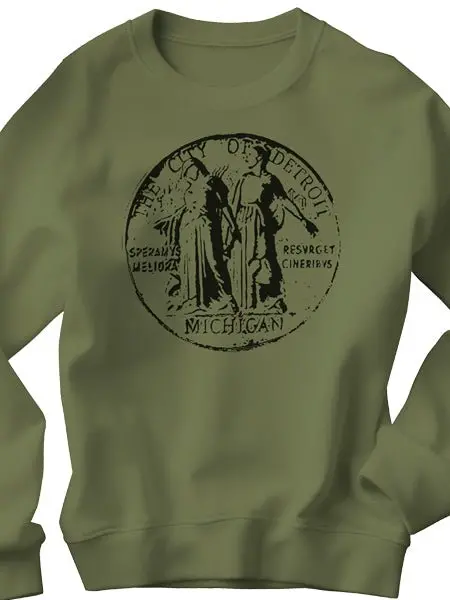 Detroit City Seal Unisex Sweatshirt - Black / Army Green 1