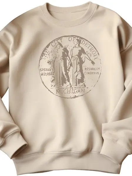 Detroit City Seal Unisex Sweatshirt - Gray / Sand 1