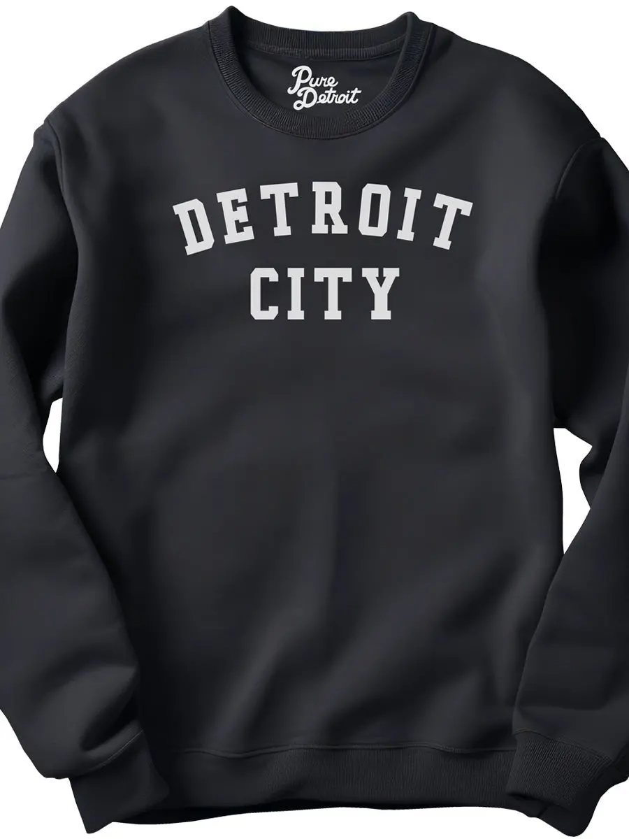 Detroit City Unisex Premium Sponge Fleece Sweatshirt - White / Black 1
