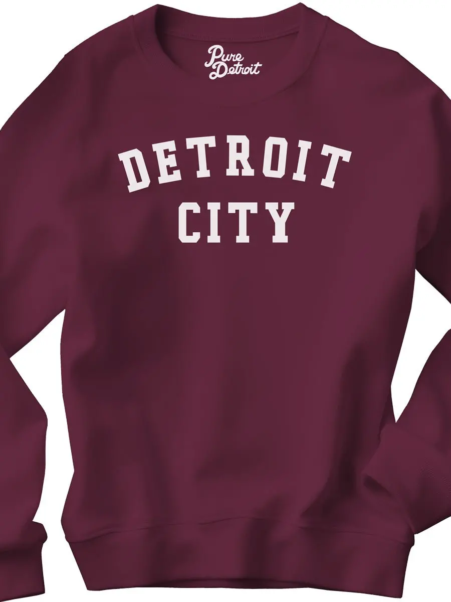 Detroit City Unisex Premium Sponge Fleece Sweatshirt - White / Maroon 1