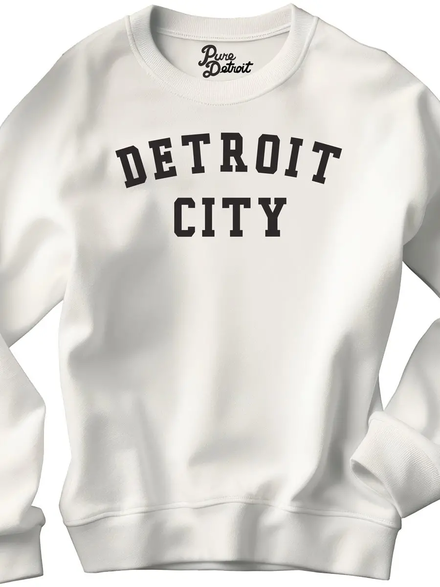 Detroit City Unisex Premium Sponge Fleece Sweatshirt - Black / White 1
