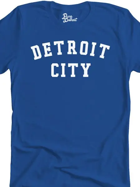 Detroit City Unisex T-Shirt - White / Royal Blue 1