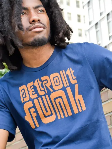 Detroit Funk Unisex T-Shirt - Navy / Orange 1