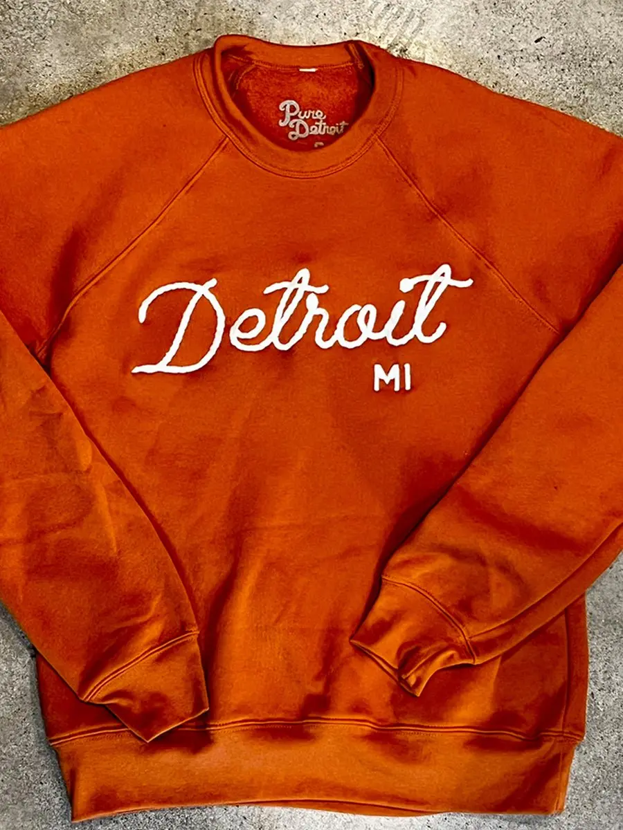 Detroit Mi Sweatshirt - Embroidered/ Burnt Orange / Unisex 1