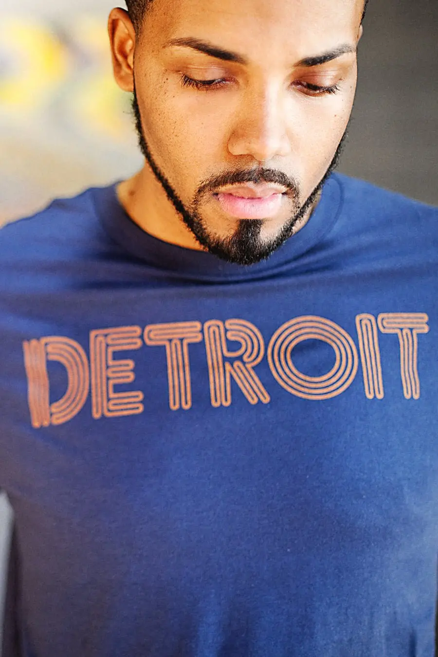 Detroit Neon T-Shirt - Navy / Orange Unisex 2