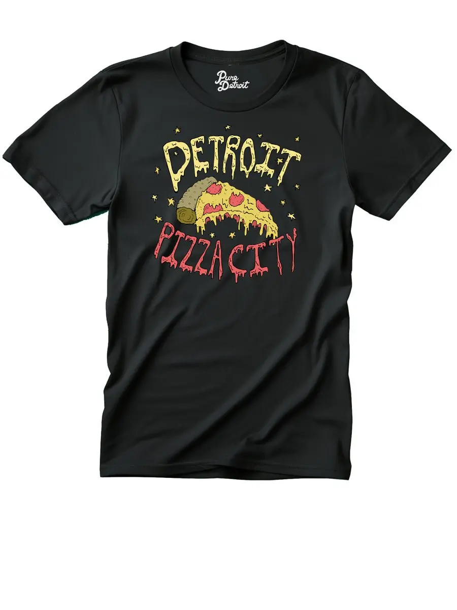 Detroit Pizza City Premium Unisex T-Shirt - Round Slice - Black 2