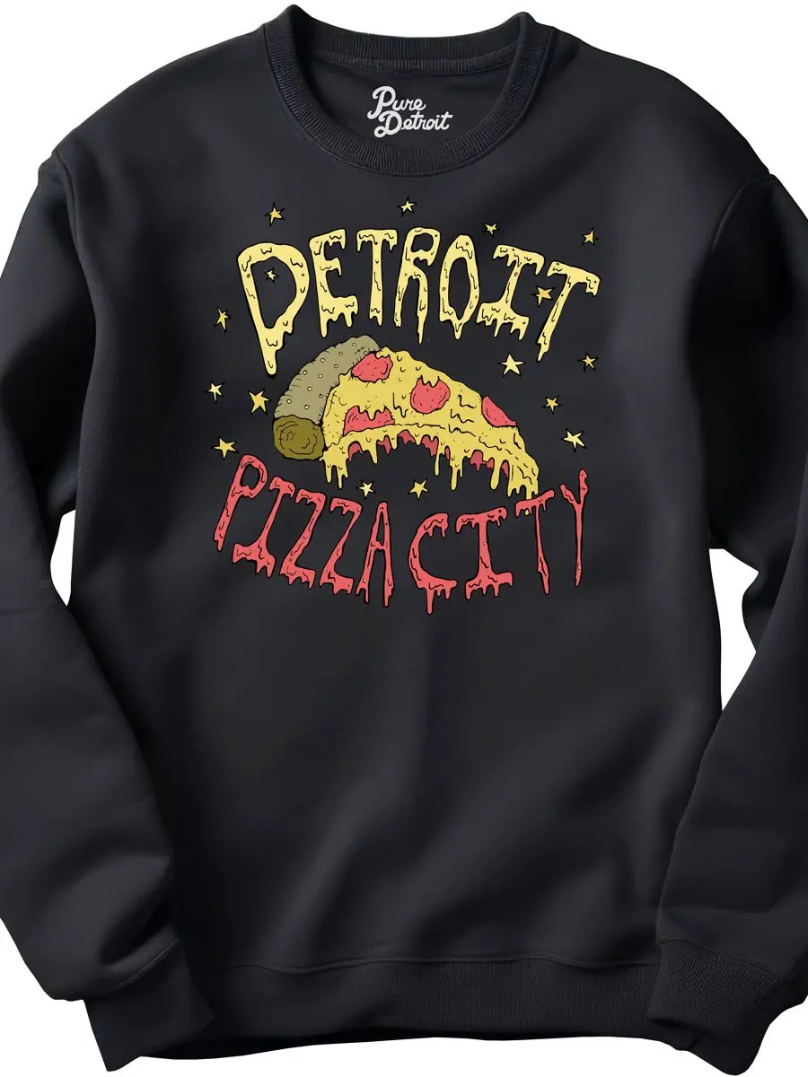 Detroit Pizza City Unisex Premium Sweatshirt - Round Slice - Black 1