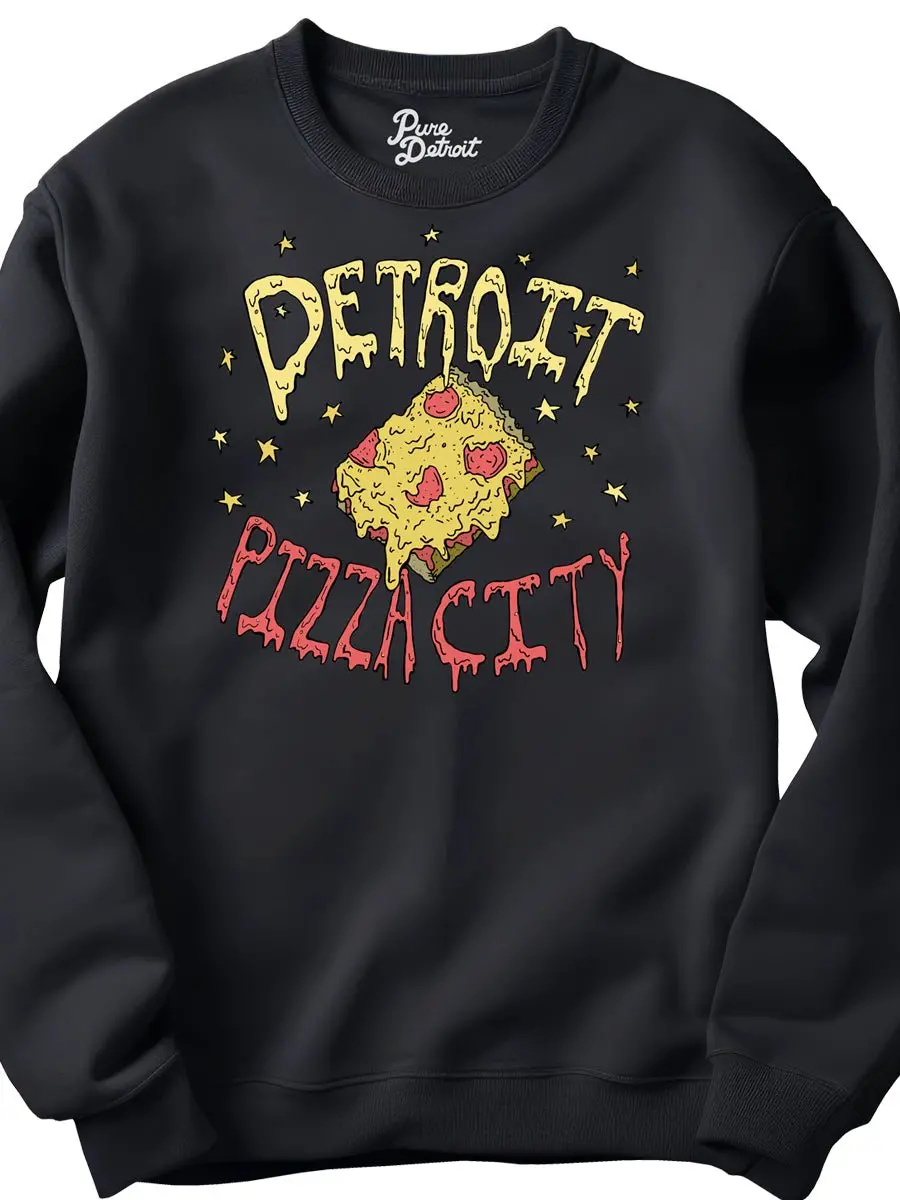Detroit Pizza City Premium Unisex Sweatshirt - Square Slice - Black 1