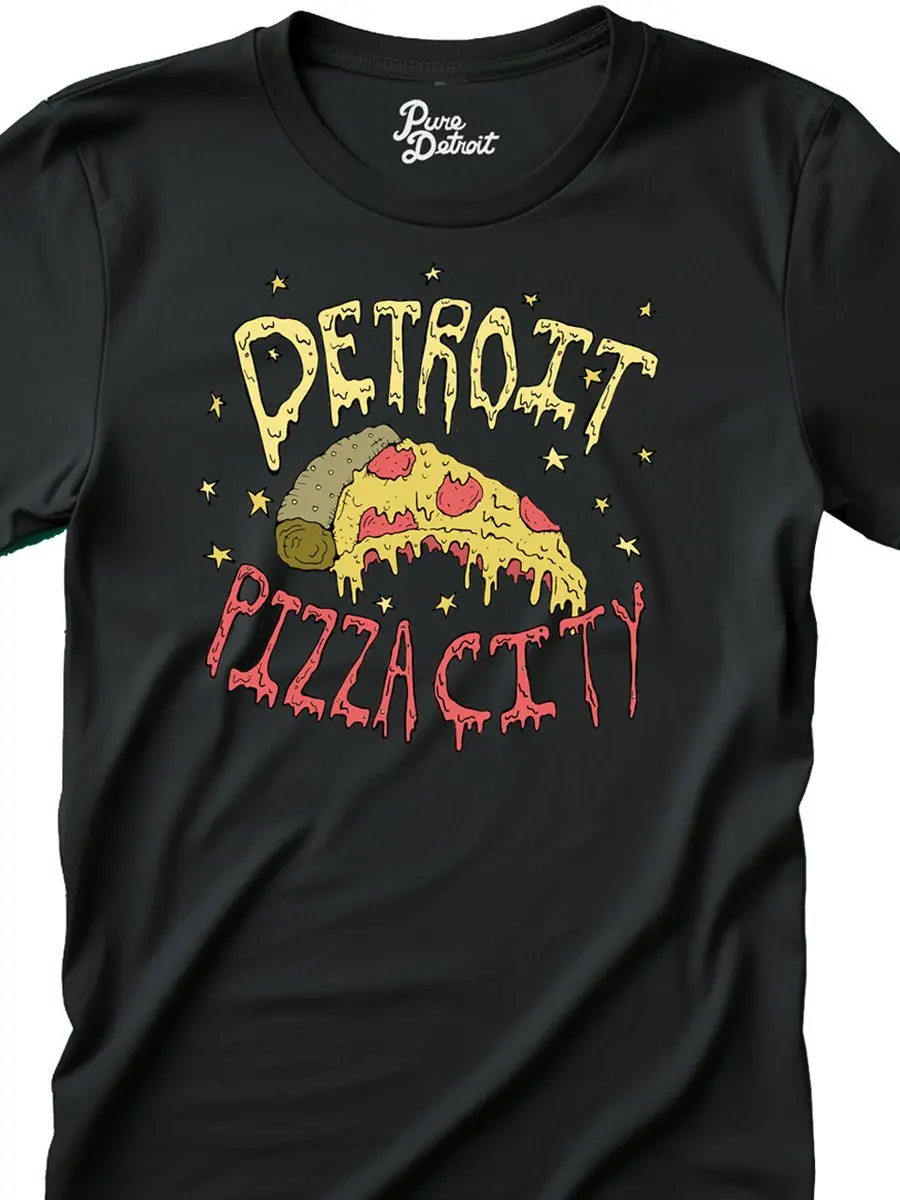 Detroit Pizza City Premium Unisex T-Shirt - Round Slice - Black 1