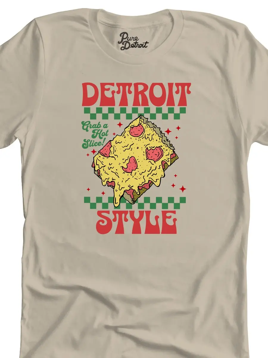 Detroit Style Pizza - Grab A Hot Slice! - Premium Unisex T-Shirt - Soft Cream 1